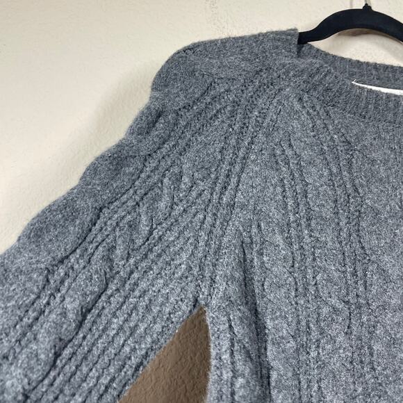 Rachel Zoe Size XS Cable Knit Rib Sweater Gray Crew Neck Long Sleeves - Picture 3 of 8